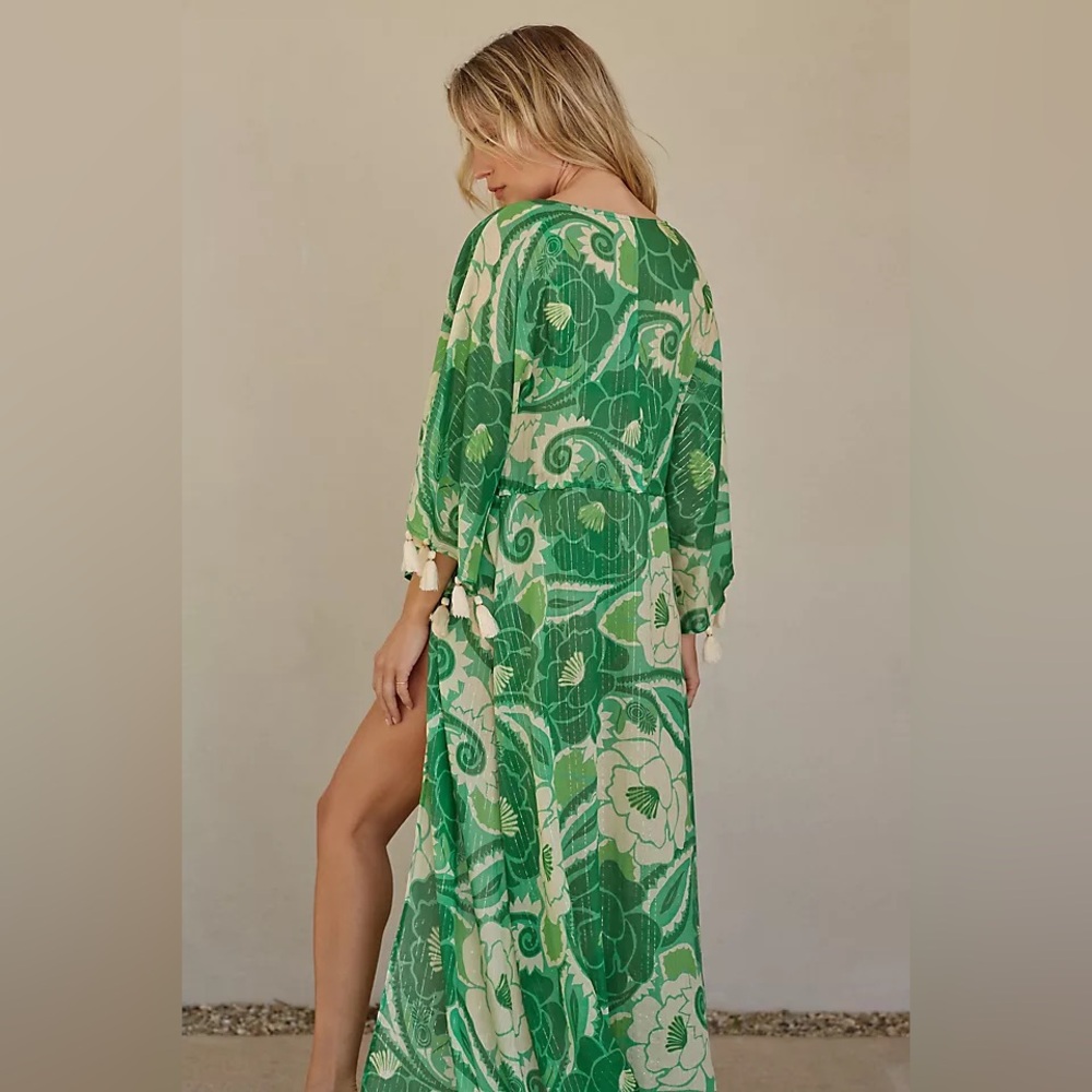 FARM Rio Green Ruffled Wrap Maxi oversized - Picture 3 of 12
